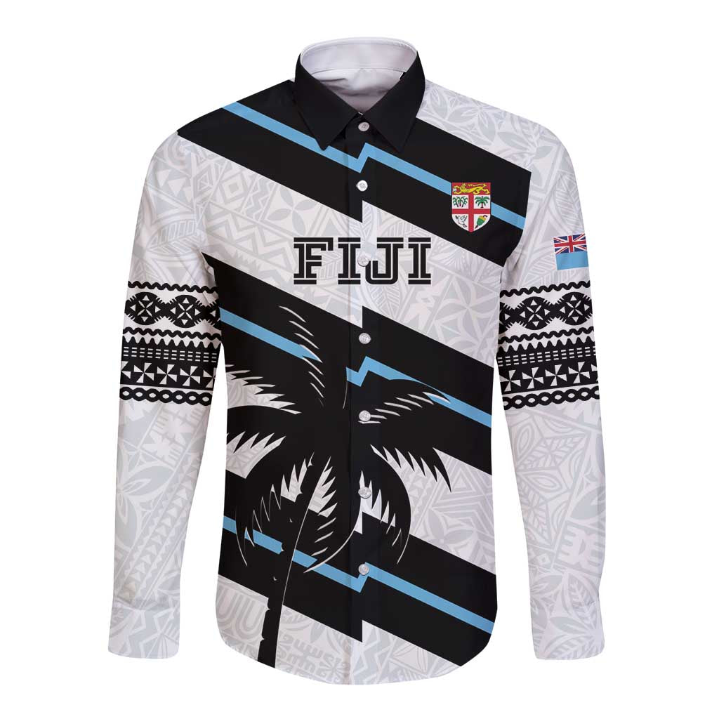 Custom Fiji 2024 Rugby Long Sleeve Button Shirt Fijian Tapa Pattern