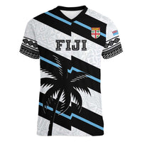 Custom Fiji 2024 Rugby Women V-Neck T-Shirt Fijian Tapa Pattern LT01 Female White - Polynesian Pride