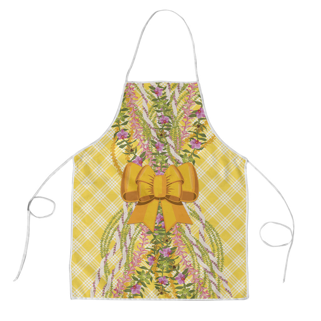 Hawaii Palaka Pikake Lokelani Plumeria Apron Melemele Coquette Bow LT01 Yellow - Polynesian Pride