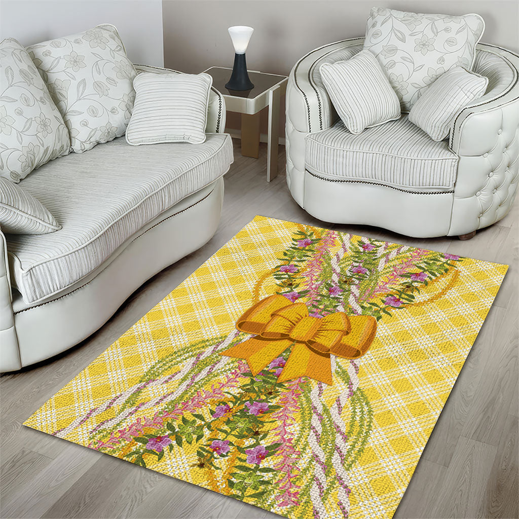 Hawaii Palaka Pikake Lokelani Plumeria Area Rug Melemele Coquette Bow LT01 - Polynesian Pride