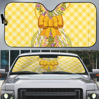 Hawaii Palaka Pikake Lokelani Plumeria Auto Sun Shade Melemele Coquette Bow LT01 Yellow - Polynesian Pride