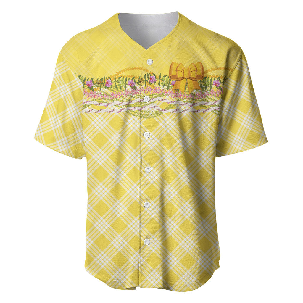 Hawaii Palaka Pikake Lokelani Plumeria Baseball Jersey Melemele Coquette Bow LT01 Yellow - Polynesian Pride