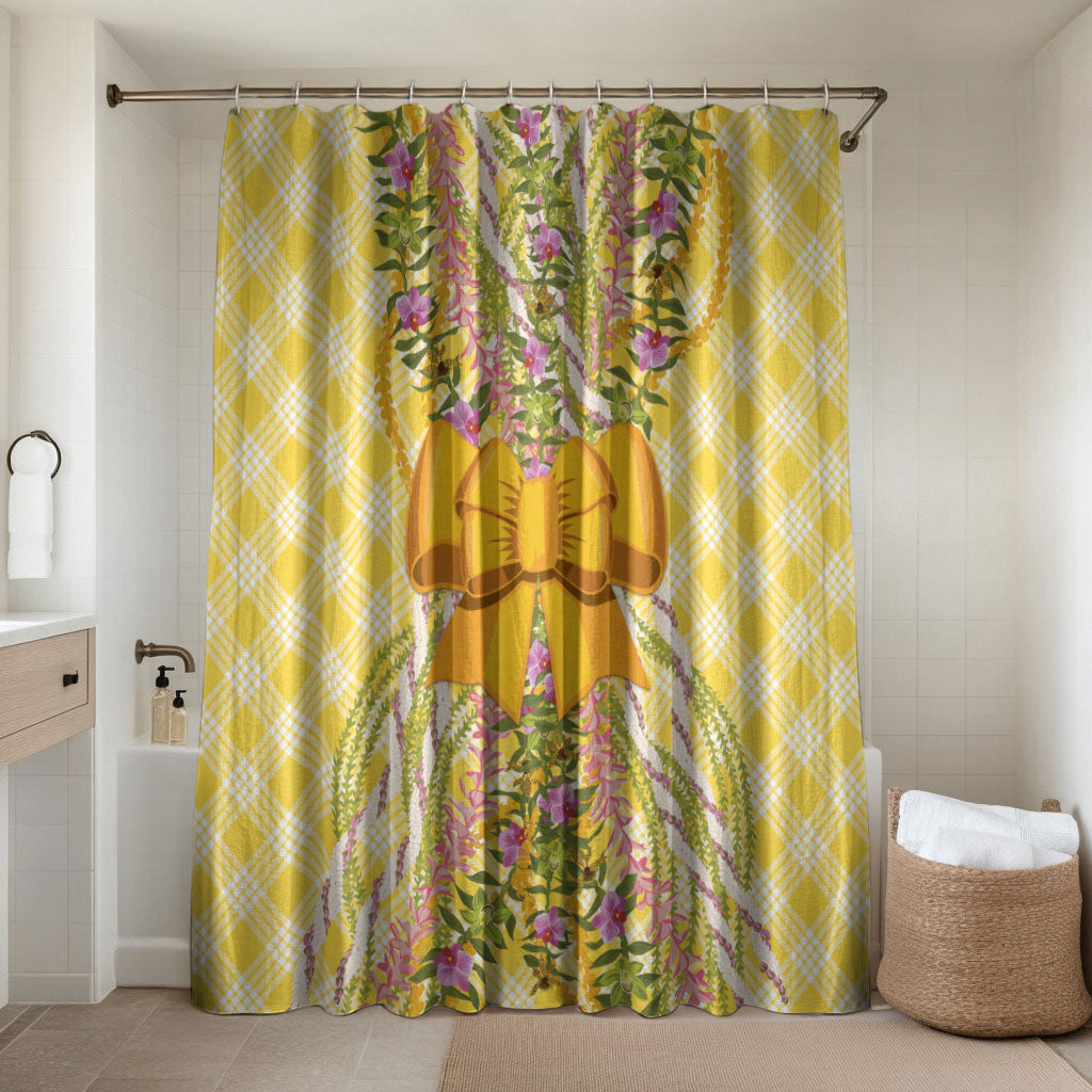 Hawaii Palaka Pikake Lokelani Plumeria Bathroom Set Melemele Coquette Bow LT01 Shower Curtain Only Yellow - Polynesian Pride