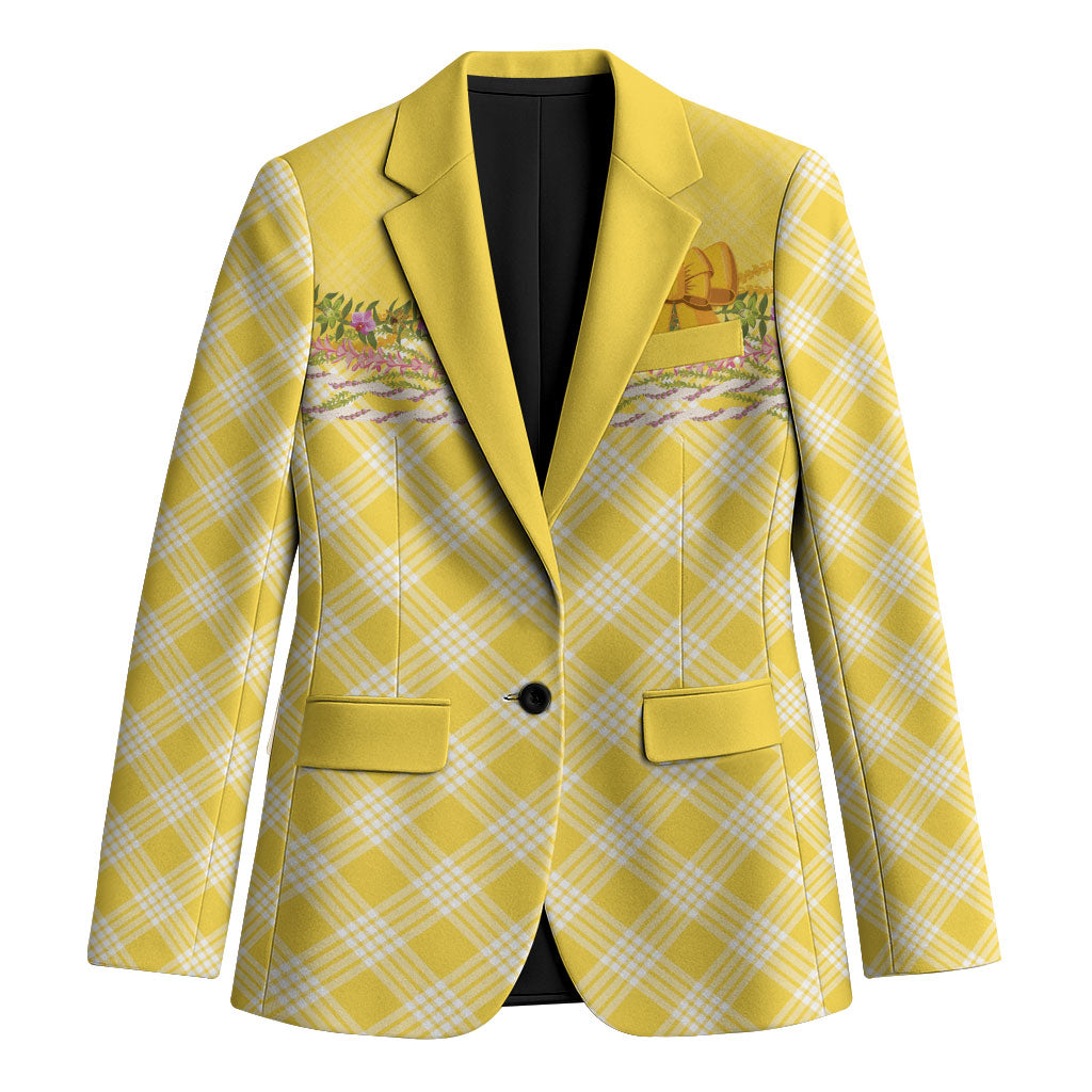 Hawaii Palaka Pikake Lokelani Plumeria Blazer Melemele Coquette Bow LT01 Unisex Yellow - Polynesian Pride