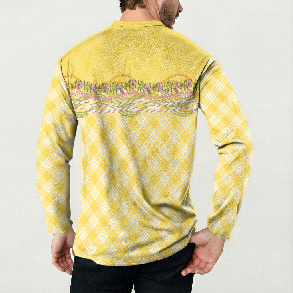 Hawaii Palaka Pikake Lokelani Plumeria Button Sweatshirt Melemele Coquette Bow LT01 - Polynesian Pride