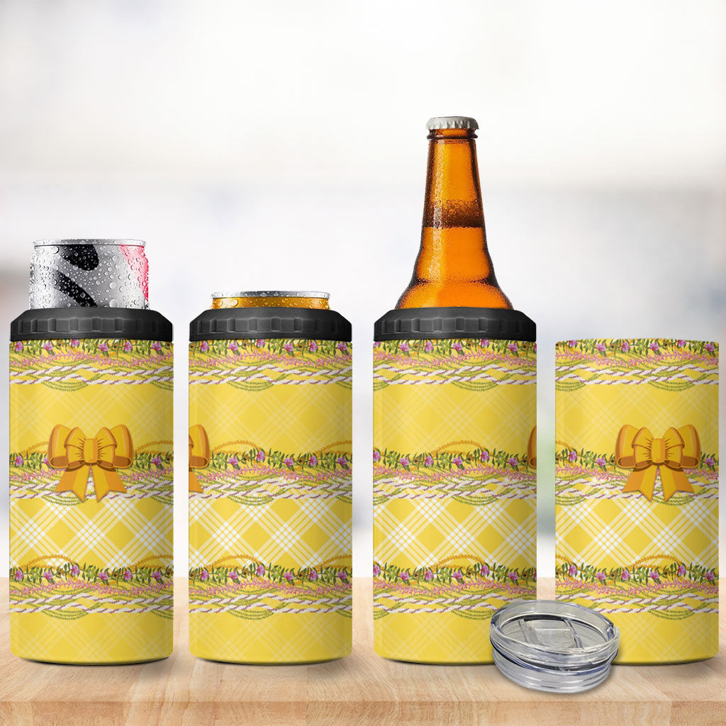 Hawaii Palaka Pikake Lokelani Plumeria 4 in 1 Can Cooler Tumbler Melemele Coquette Bow LT01 - Polynesian Pride