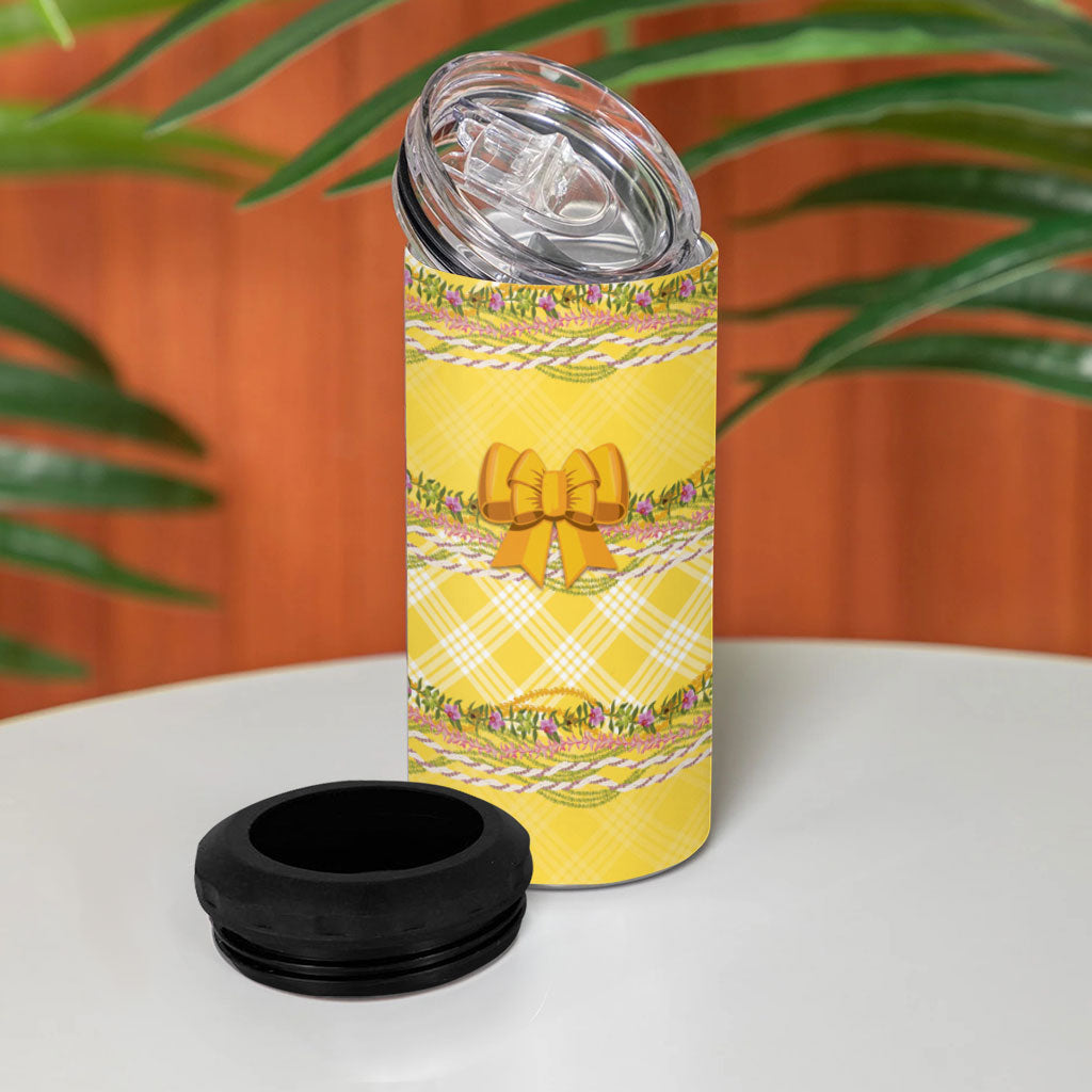 Hawaii Palaka Pikake Lokelani Plumeria 4 in 1 Can Cooler Tumbler Melemele Coquette Bow LT01 - Polynesian Pride