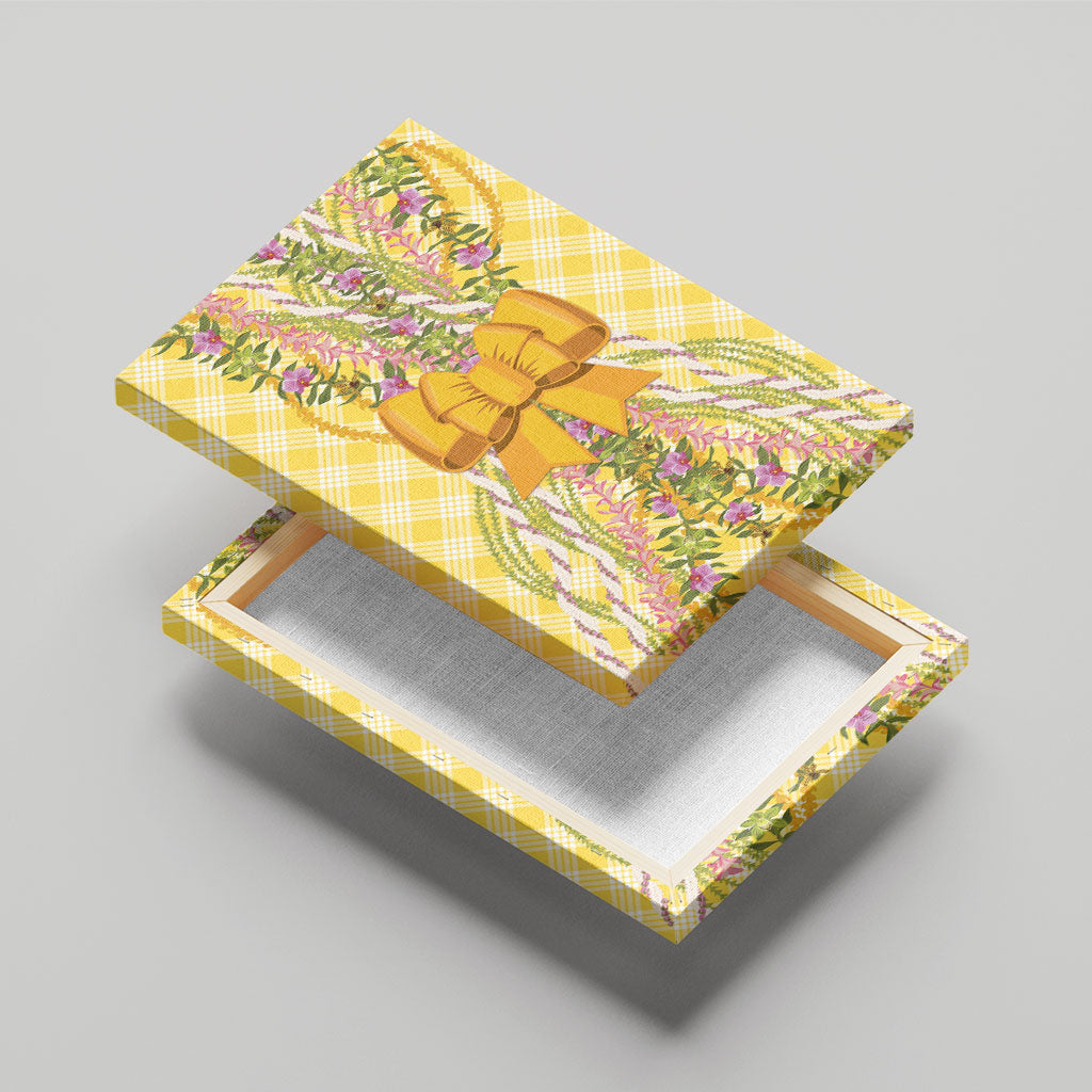 Hawaii Palaka Pikake Lokelani Plumeria Canvas Wall Art Melemele Coquette Bow LT01 - Polynesian Pride