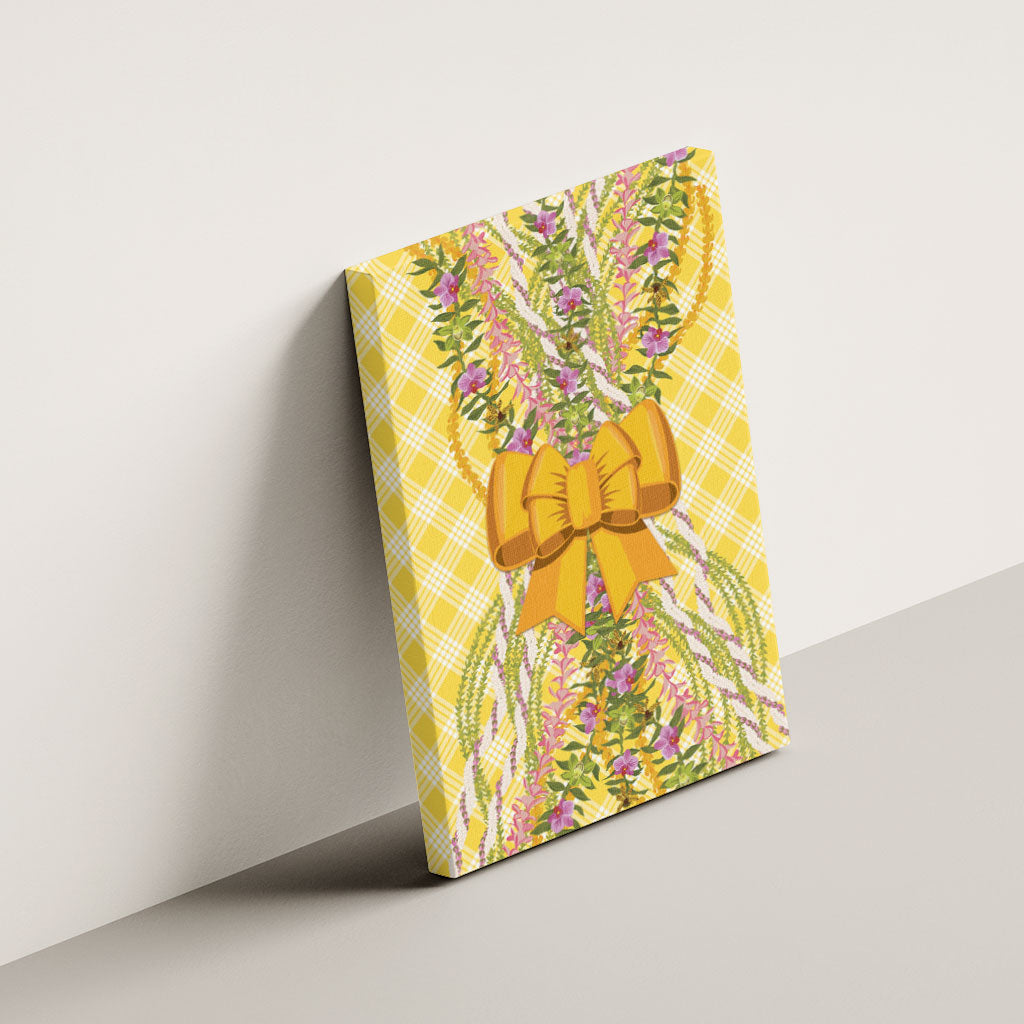 Hawaii Palaka Pikake Lokelani Plumeria Canvas Wall Art Melemele Coquette Bow LT01 - Polynesian Pride