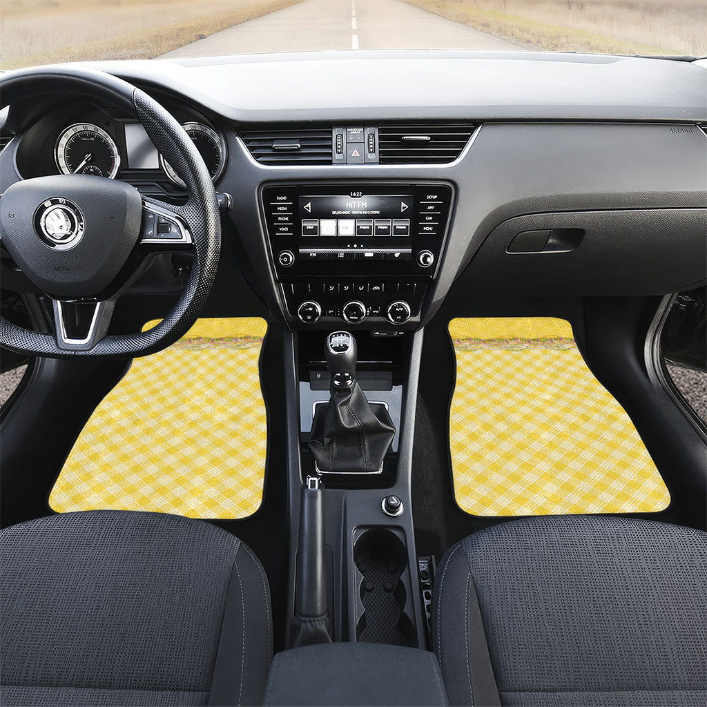 Hawaii Palaka Pikake Lokelani Plumeria Car Mats Melemele Coquette Bow LT01 Set 2pcs - Front Yellow - Polynesian Pride