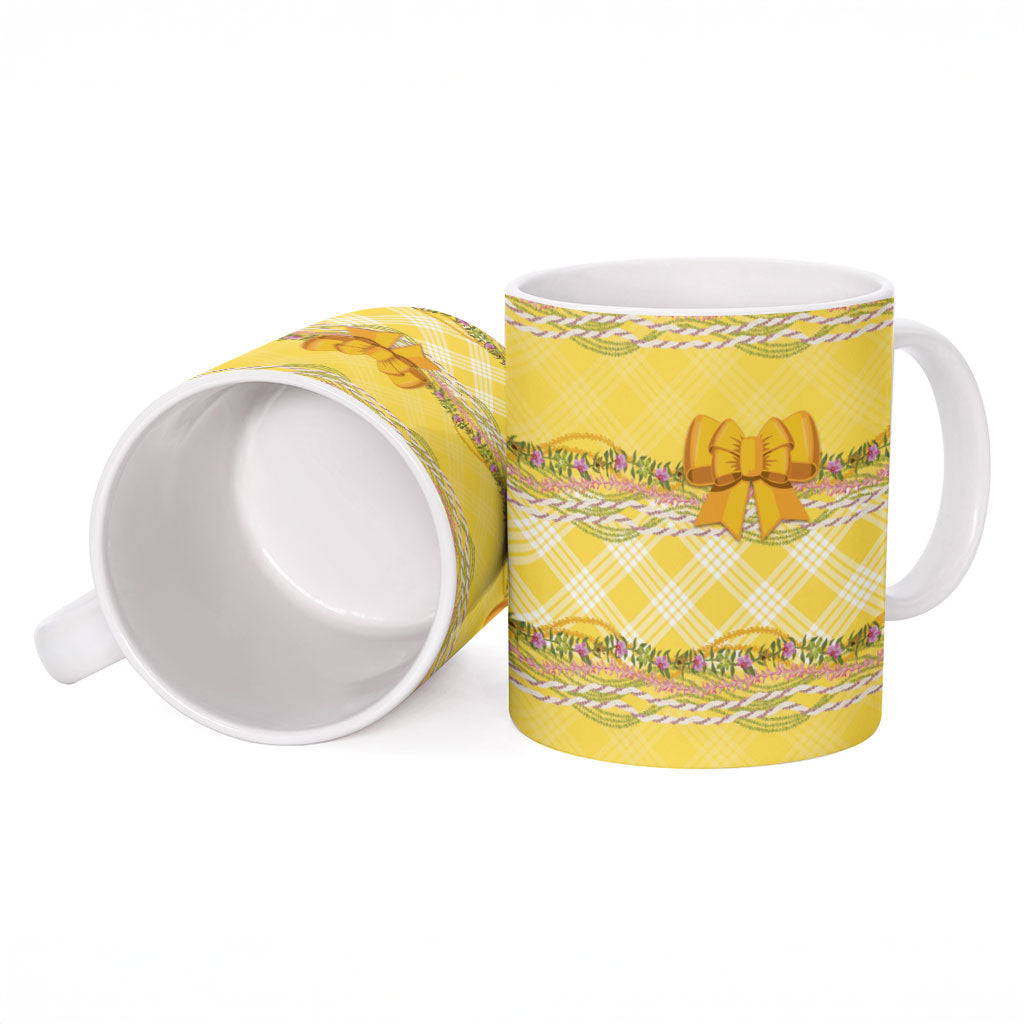 Hawaii Palaka Pikake Lokelani Plumeria Ceramic Mug Melemele Coquette Bow LT01 - Polynesian Pride