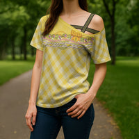 Hawaii Palaka Pikake Lokelani Plumeria Cross Shoulder Shirt Melemele Coquette Bow LT01 - Polynesian Pride