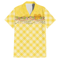 Hawaii Palaka Pikake Lokelani Plumeria Family Matching Puletasi and Hawaiian Shirt Melemele Coquette Bow LT01 Dad's Shirt - Short Sleeve Yellow - Polynesian Pride