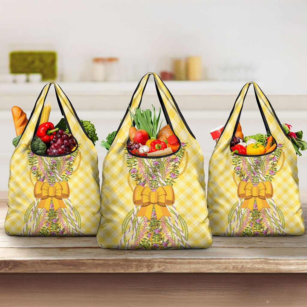 Hawaii Palaka Pikake Lokelani Plumeria Grocery Bag Melemele Coquette Bow LT01 3-pack One Size Yellow - Polynesian Pride
