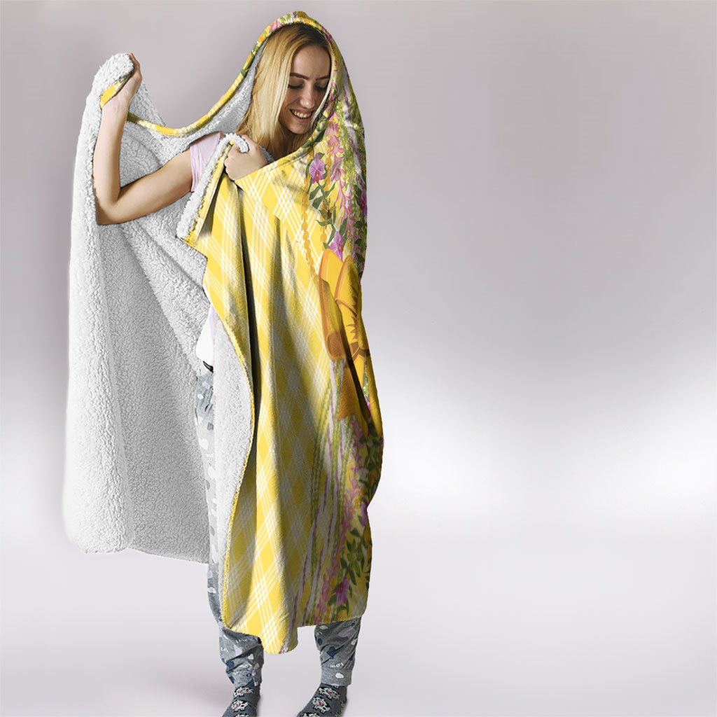 Hawaii Palaka Pikake Lokelani Plumeria Hooded Blanket Melemele Coquette Bow LT01 - Polynesian Pride