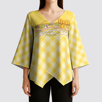 Hawaii Palaka Pikake Lokelani Plumeria Kimono Sleeve Blouse Melemele Coquette Bow LT01 - Polynesian Pride