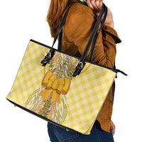 Hawaii Palaka Pikake Lokelani Plumeria Leather Tote Bag Melemele Coquette Bow LT01 - Polynesian Pride