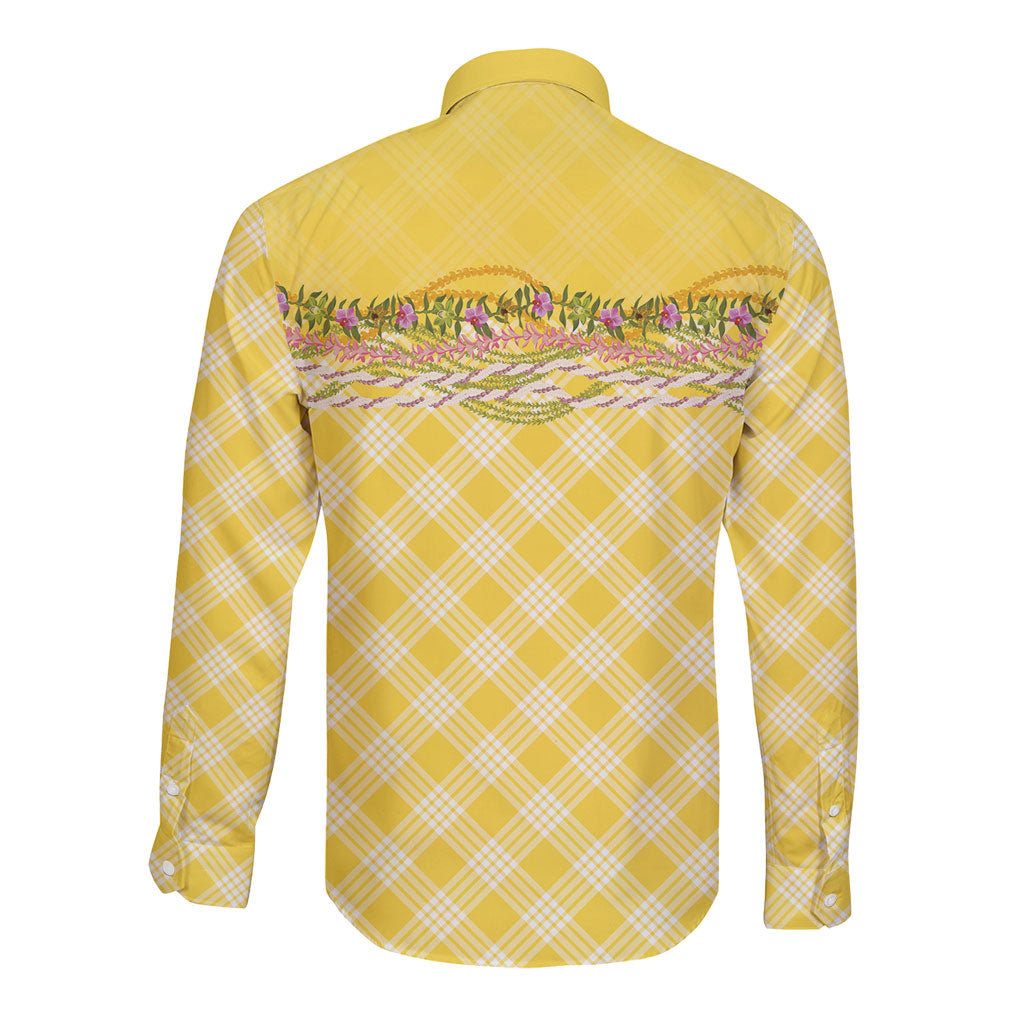 Hawaii Palaka Pikake Lokelani Plumeria Long Sleeve Button Shirt Melemele Coquette Bow LT01 - Polynesian Pride