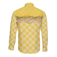 Hawaii Palaka Pikake Lokelani Plumeria Long Sleeve Button Shirt Melemele Coquette Bow LT01 - Polynesian Pride