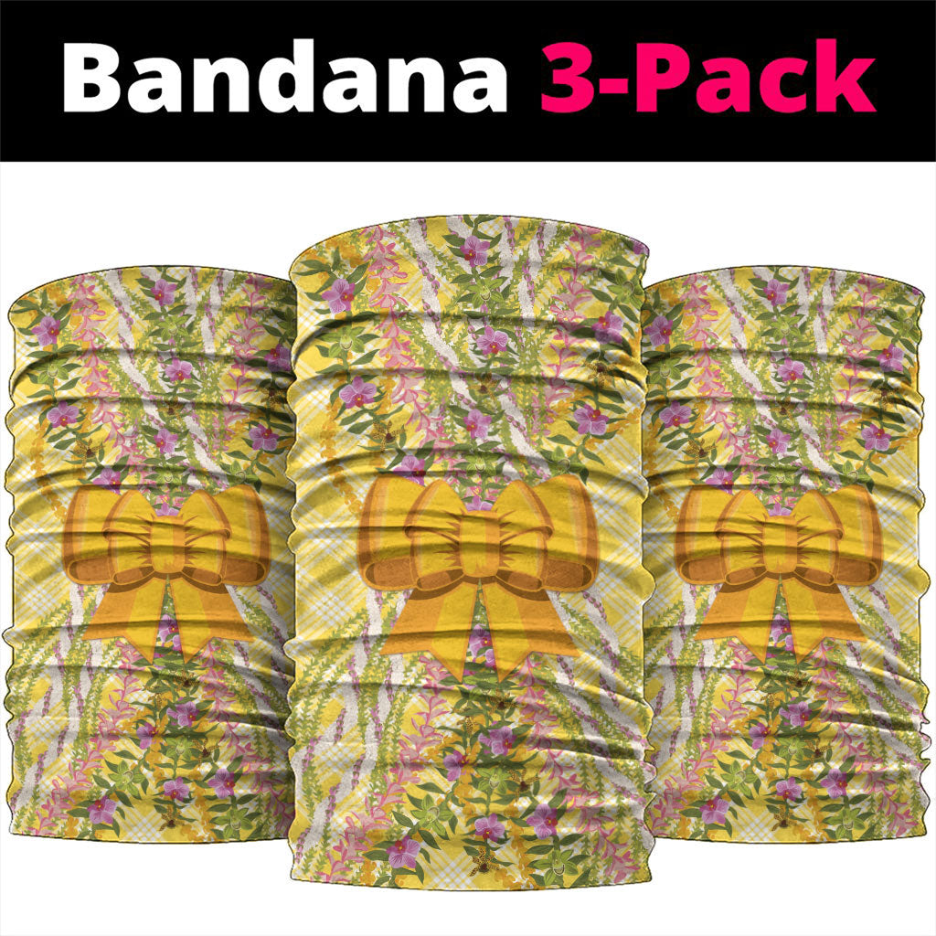 Hawaii Palaka Pikake Lokelani Plumeria Neck Gaiter Melemele Coquette Bow LT01 package One Size: 25*50cm Yellow - Polynesian Pride