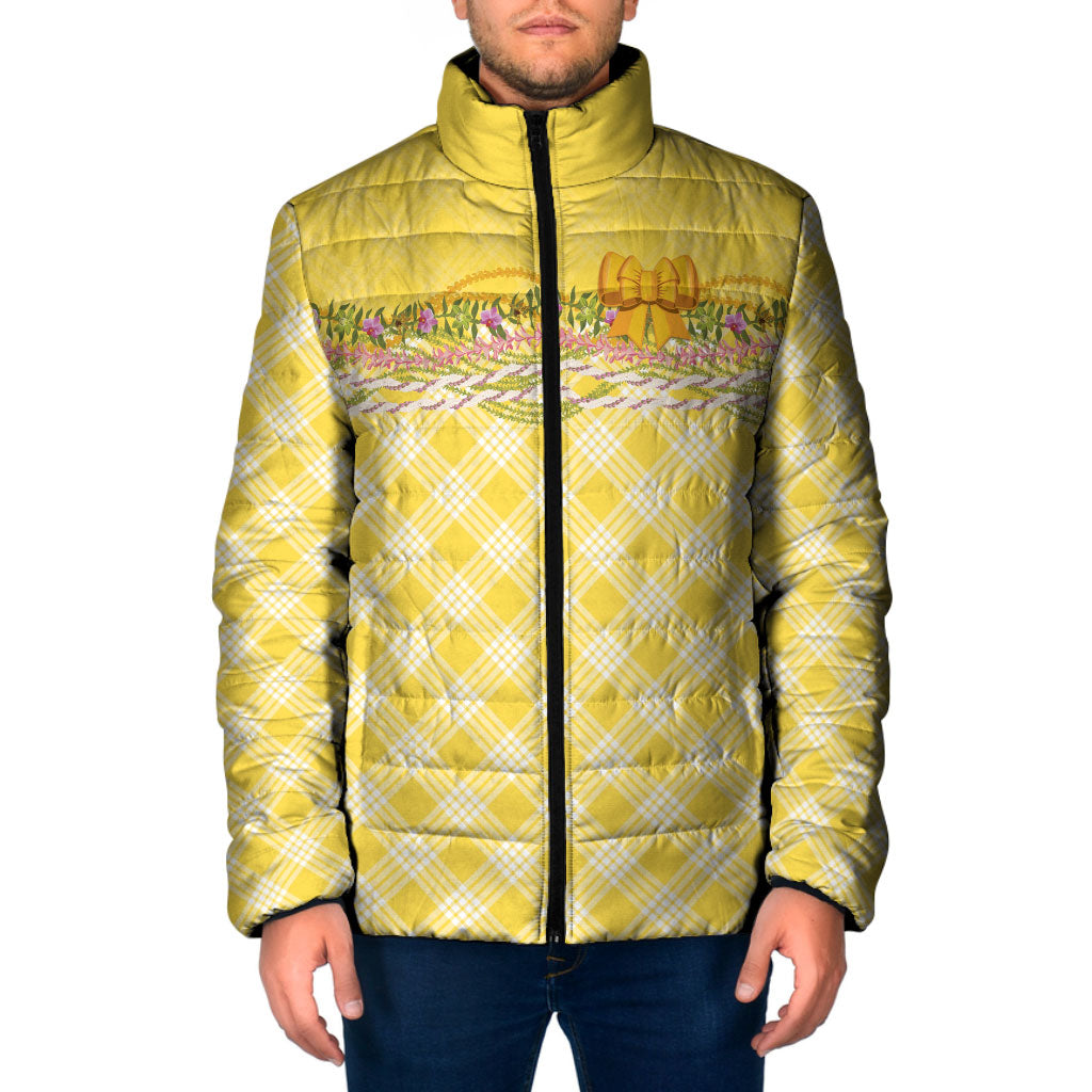 Hawaii Palaka Pikake Lokelani Plumeria Padded Jacket Melemele Coquette Bow LT01 Men Yellow - Polynesian Pride