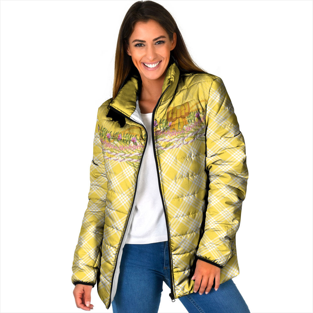 Hawaii Palaka Pikake Lokelani Plumeria Padded Jacket Melemele Coquette Bow LT01 Women Yellow - Polynesian Pride