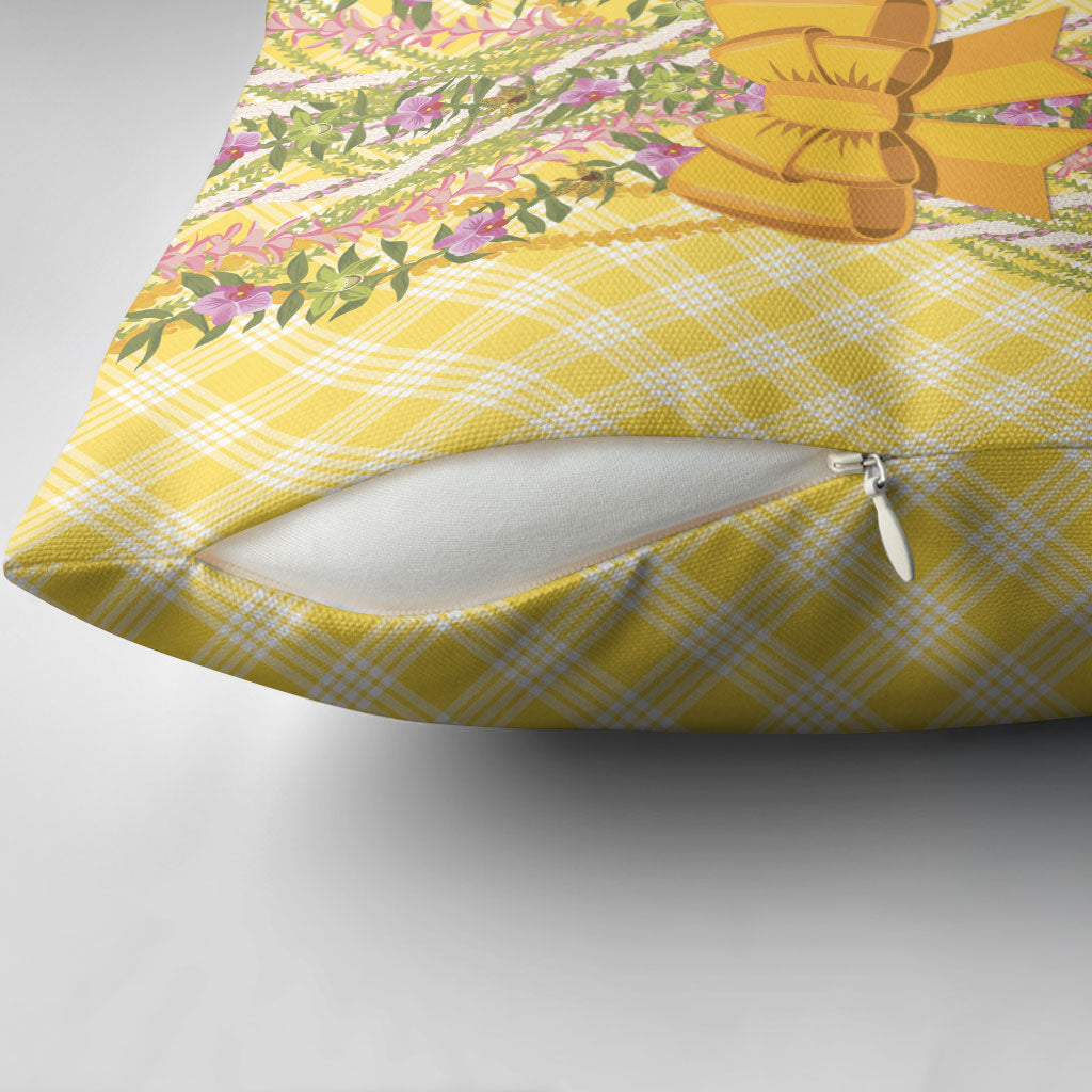Hawaii Palaka Pikake Lokelani Plumeria Pillow Cover Melemele Coquette Bow LT01 - Polynesian Pride