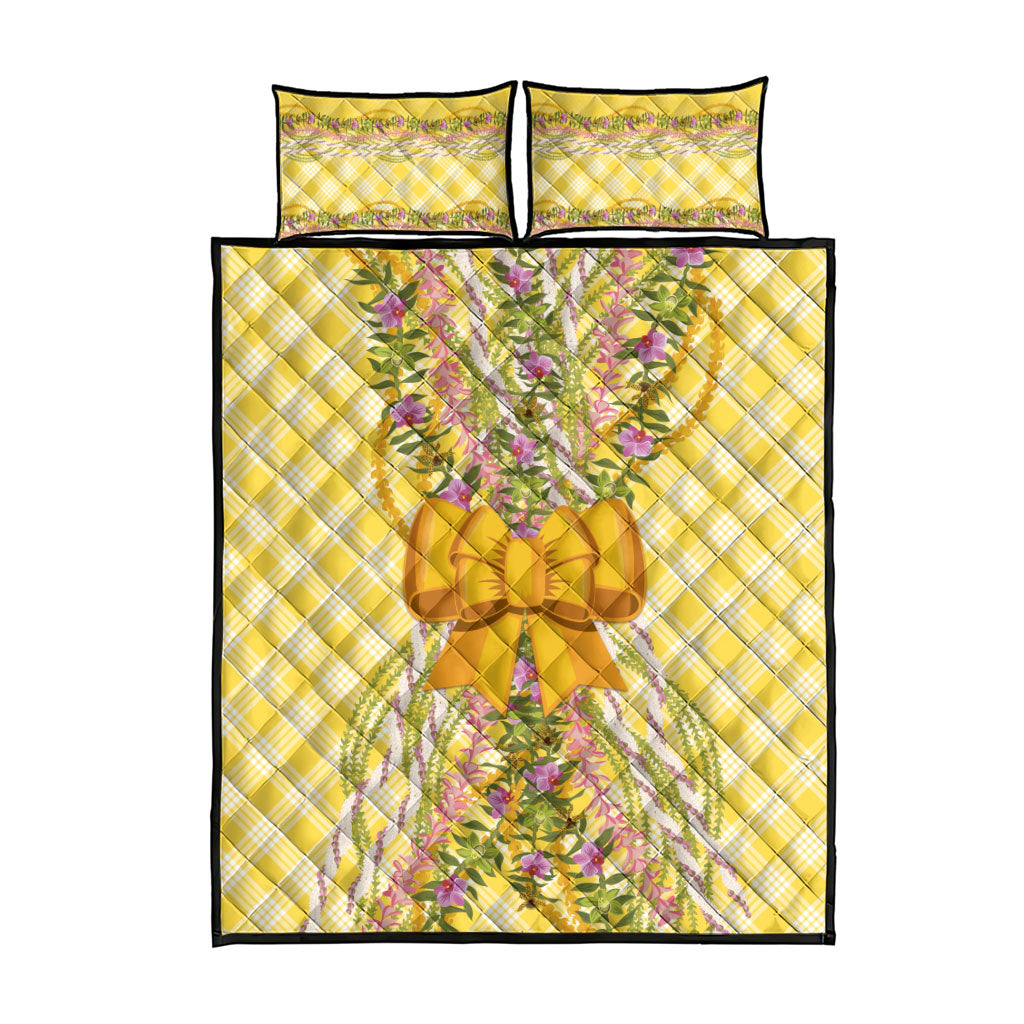 Hawaii Palaka Pikake Lokelani Plumeria Quilt Bed Set Melemele Coquette Bow LT01 - Polynesian Pride