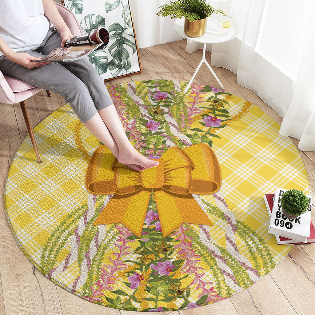 Hawaii Palaka Pikake Lokelani Plumeria Round Carpet Melemele Coquette Bow LT01 - Polynesian Pride