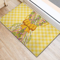 Hawaii Palaka Pikake Lokelani Plumeria Rubber Doormat Melemele Coquette Bow LT01 - Polynesian Pride