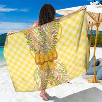 Hawaii Palaka Pikake Lokelani Plumeria Sarong Melemele Coquette Bow LT01 One Size 44 x 66 inches Yellow - Polynesian Pride