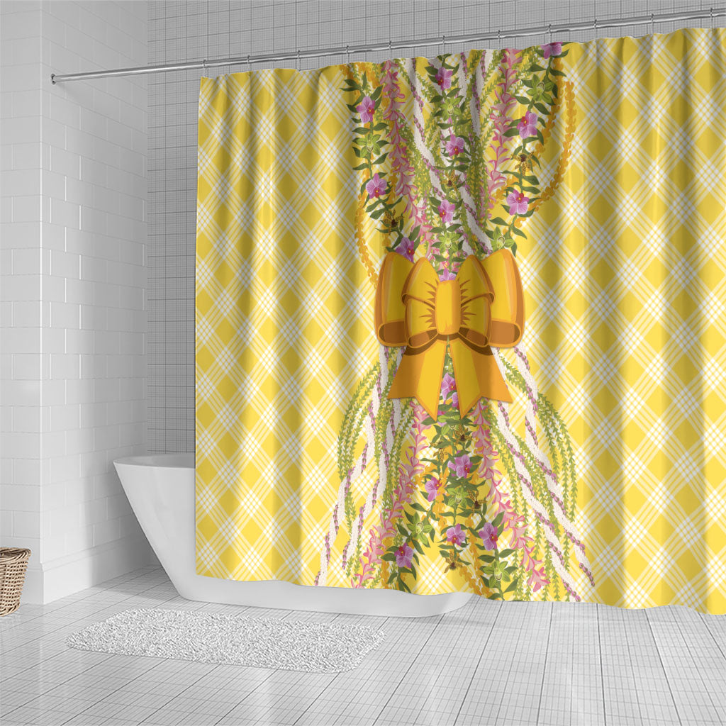 Hawaii Palaka Pikake Lokelani Plumeria Shower Curtain Melemele Coquette Bow LT01 - Polynesian Pride