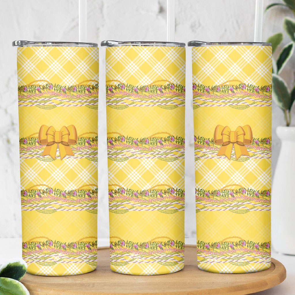 Hawaii Palaka Pikake Lokelani Plumeria Skinny Tumbler Melemele Coquette Bow LT01 - Polynesian Pride