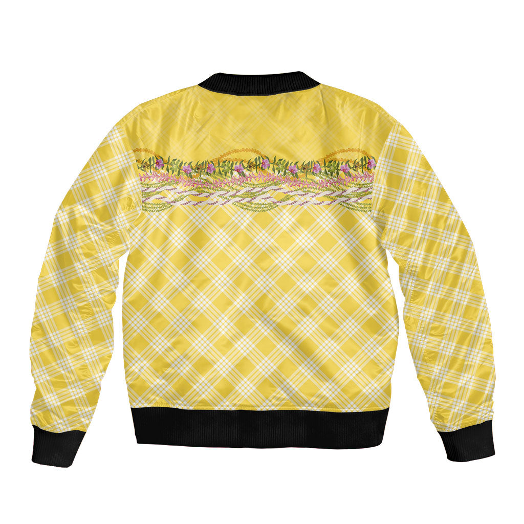 Hawaii Palaka Pikake Lokelani Plumeria Sleeve Zip Bomber Jacket Melemele Coquette Bow LT01 - Polynesian Pride