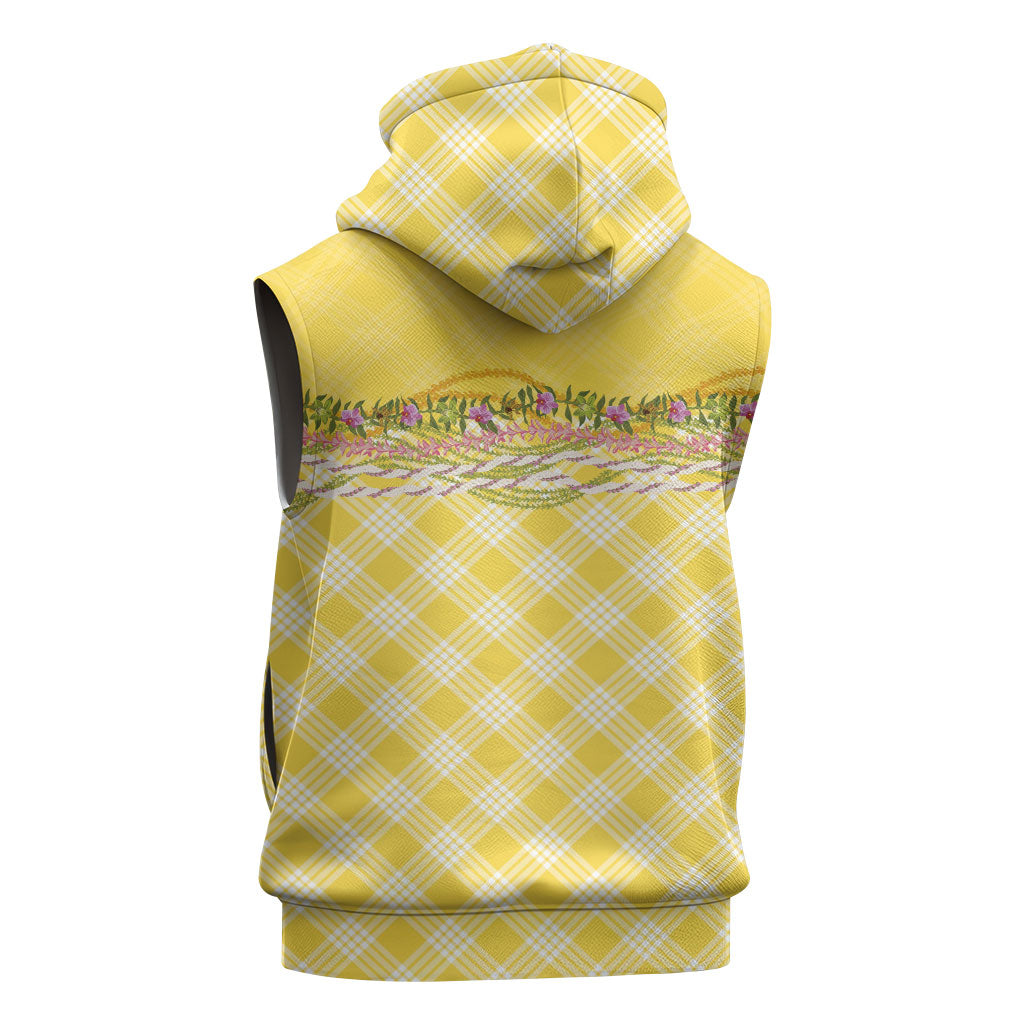 Hawaii Palaka Pikake Lokelani Plumeria Sleeveless Hoodie Melemele Coquette Bow LT01 - Polynesian Pride
