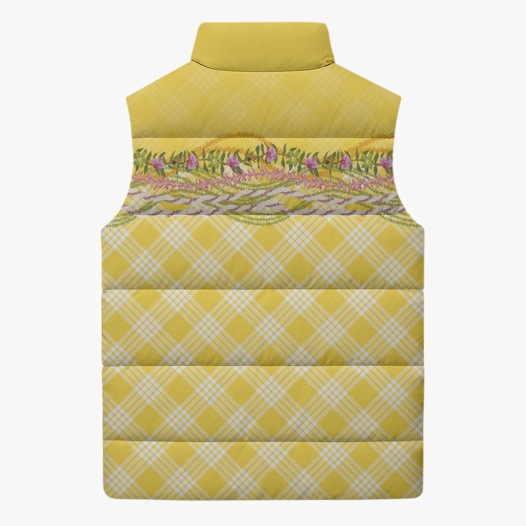 Hawaii Palaka Pikake Lokelani Plumeria Sleeveless Puffer Jacket Melemele Coquette Bow LT01 - Polynesian Pride