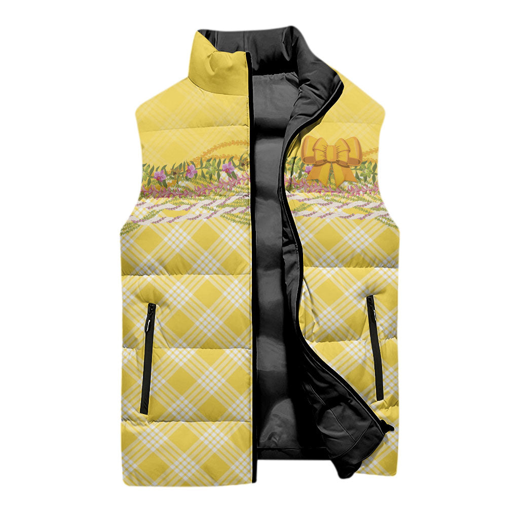 Hawaii Palaka Pikake Lokelani Plumeria Sleeveless Puffer Jacket Melemele Coquette Bow LT01 - Polynesian Pride