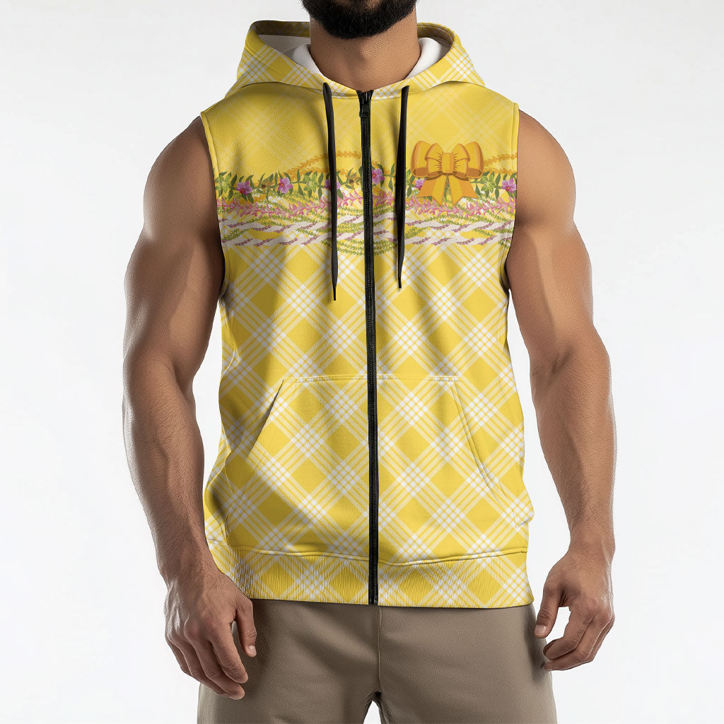 Hawaii Palaka Pikake Lokelani Plumeria Sleeveless Zip Hoodie Melemele Coquette Bow LT01 - Polynesian Pride