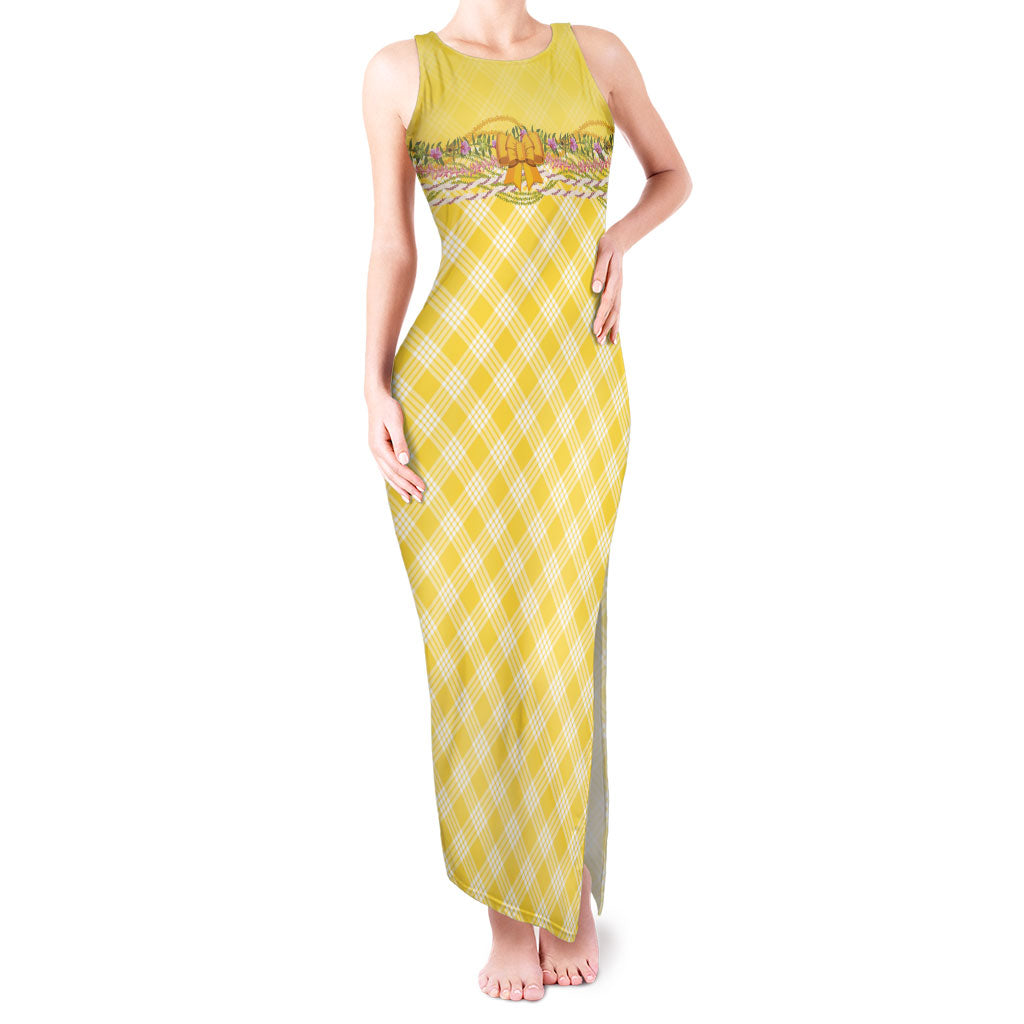 Hawaii Palaka Pikake Lokelani Plumeria Tank Maxi Dress Melemele Coquette Bow LT01 Women Yellow - Polynesian Pride