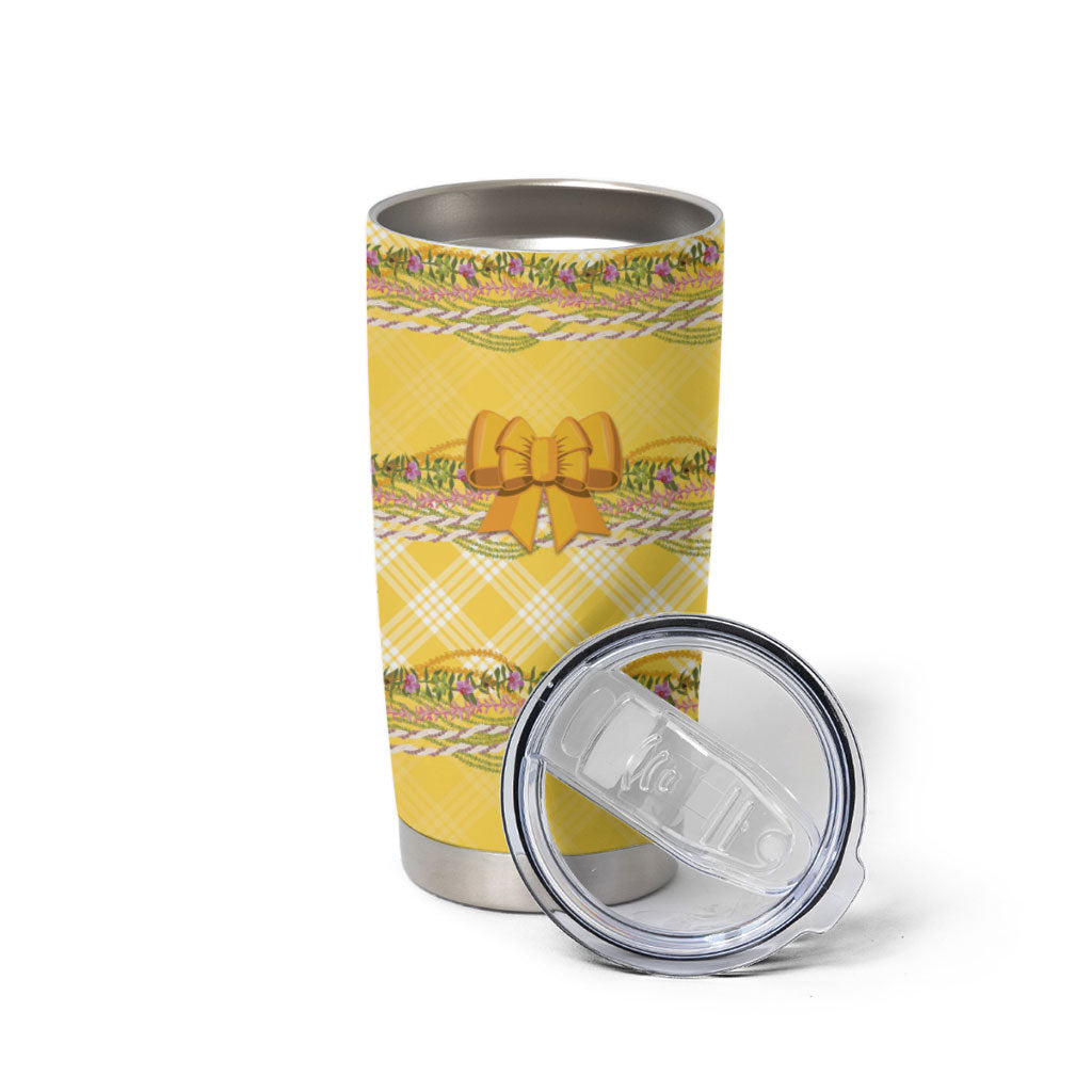 Hawaii Palaka Pikake Lokelani Plumeria Tumbler Cup Melemele Coquette Bow LT01 - Polynesian Pride