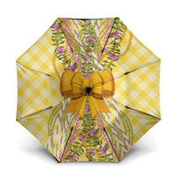 Hawaii Palaka Pikake Lokelani Plumeria Umbrella Melemele Coquette Bow LT01 One Size Folded 11.42 inch Opened Diameter 37.4 inch Yellow - Polynesian Pride