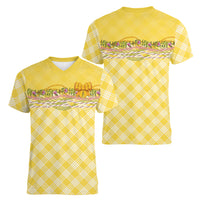 Hawaii Palaka Pikake Lokelani Plumeria Women V-Neck T-Shirt Melemele Coquette Bow LT01 - Polynesian Pride