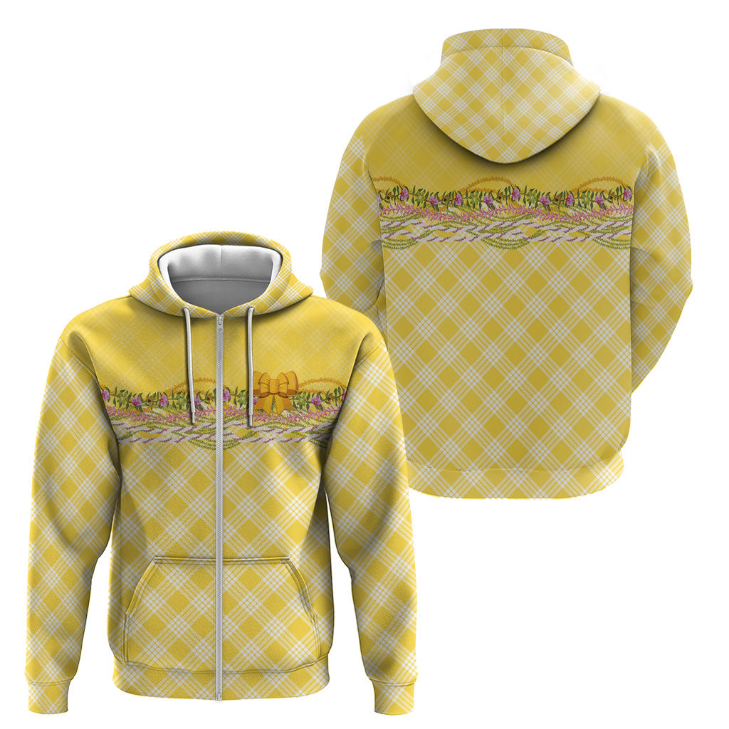 Hawaii Palaka Pikake Lokelani Plumeria Zip Hoodie Melemele Coquette Bow LT01 - Polynesian Pride
