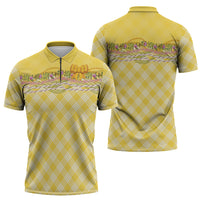 Hawaii Palaka Pikake Lokelani Plumeria Zipper Polo Shirt Melemele Coquette Bow LT01 - Polynesian Pride