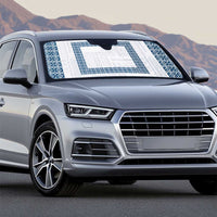 Samoa Siapo Blue Trimmed Auto Sun Shade Samoa White Sunday - Polynesian Pride