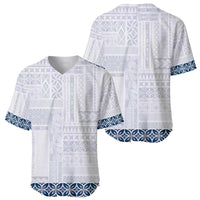 Samoa Siapo Blue Trimmed Baseball Jersey Samoa White Sunday - Polynesian Pride