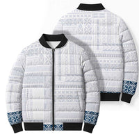 Samoa Siapo Blue Trimmed Bomber Puffer Jacket Samoa White Sunday - Polynesian Pride