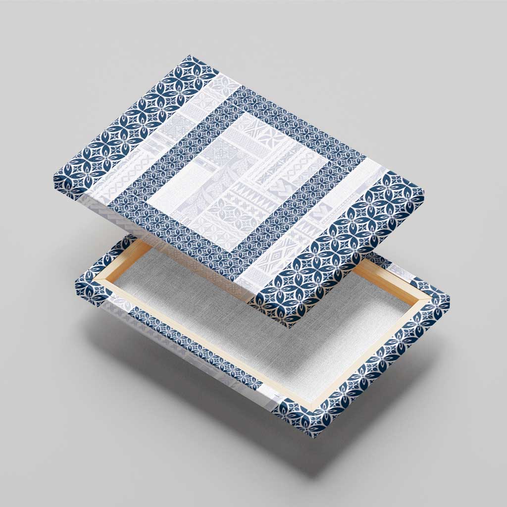 Samoa Siapo Blue Trimmed Canvas Wall Art Samoa White Sunday - Polynesian Pride