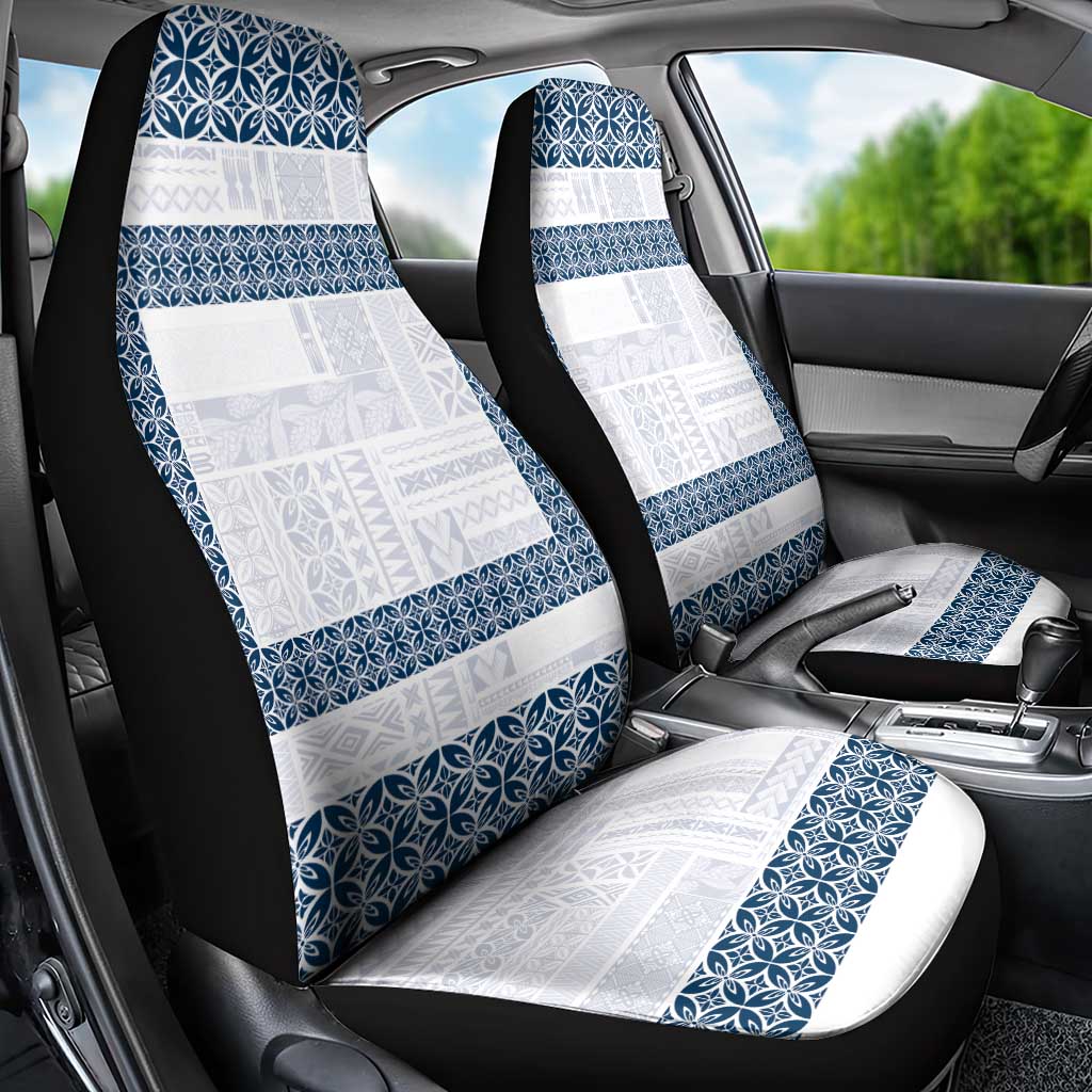 Samoa Siapo Blue Trimmed Car Seat Cover Samoa White Sunday - Polynesian Pride