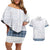 Samoa Siapo Blue Trimmed Couples Matching Off Shoulder Short Dress and Hawaiian Shirt Samoa White Sunday - Polynesian Pride